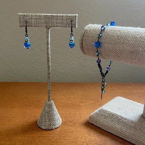 Blue Crystal Bracelet & Earring Set
